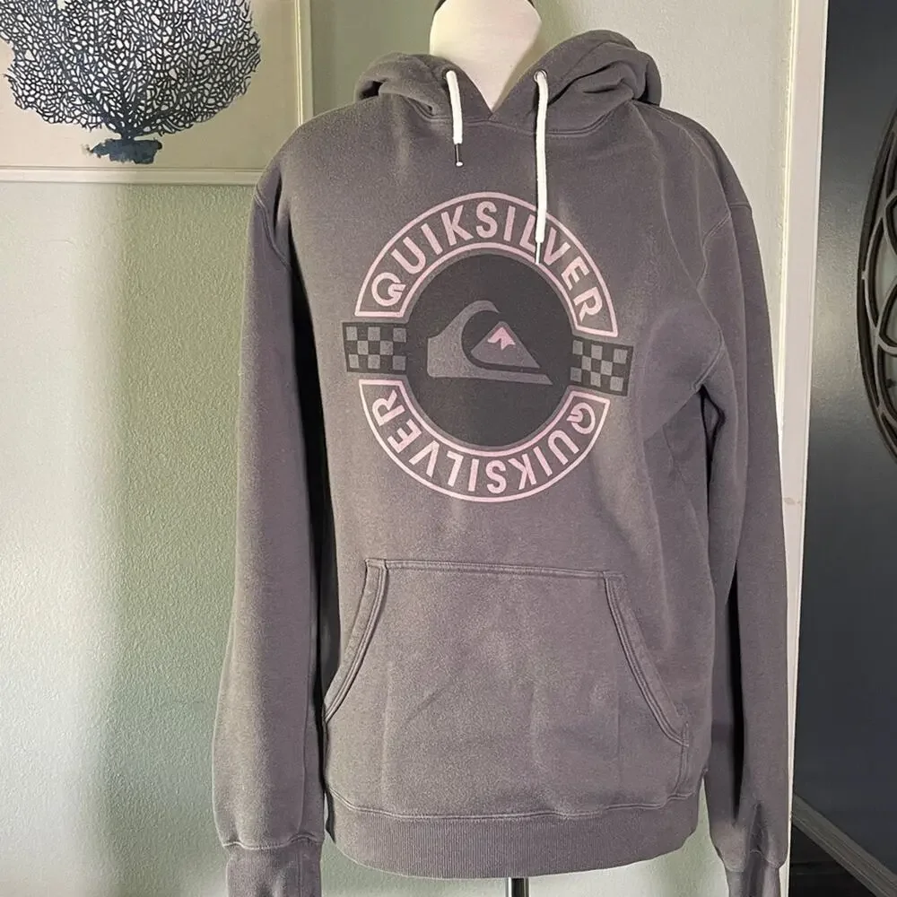 Quiksilver Charcoal Hoodie with Pink Accents